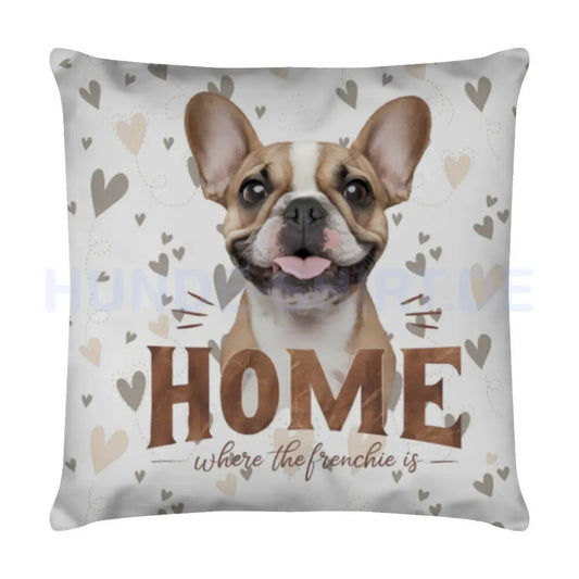 Kissen "Frenchie - HOME" Weiß – hunde-shirt.de