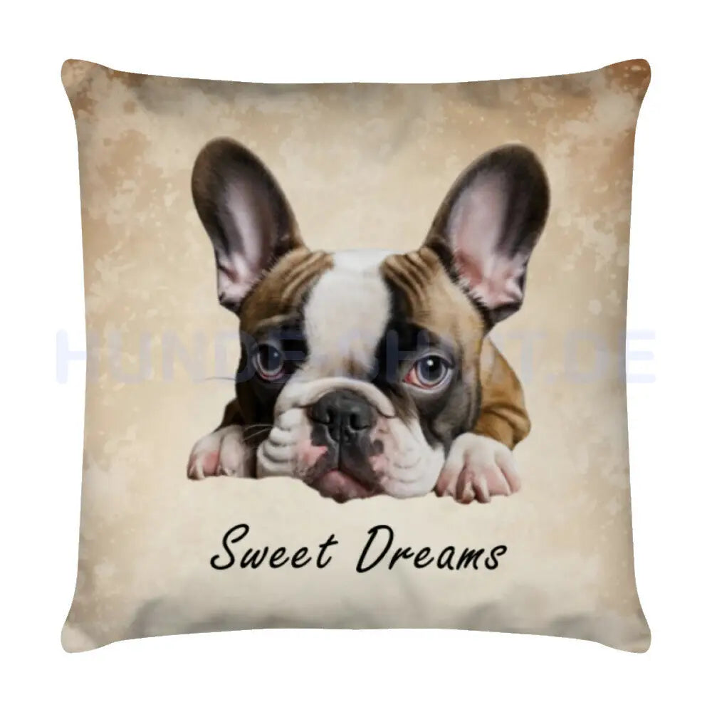 Kissen "Frenchie Puppy - Sweet Dreams 2" Weiß – hunde-shirt.de