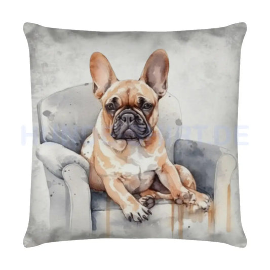 Kissen "Frenchie - Sitz" Weiß – hunde-shirt.de