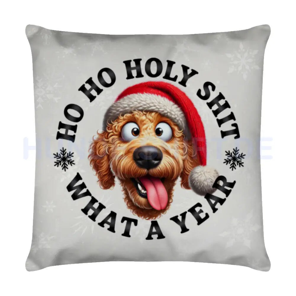 Kissen "Golden Doodle - HO HO..." Weiß – hunde-shirt.de