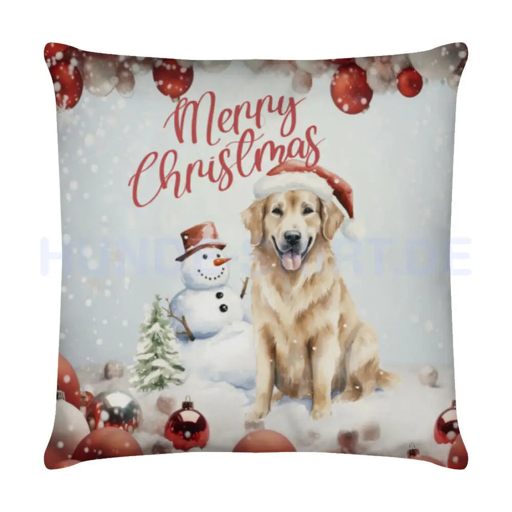 Kissen "Golden Retriever Christmas" Weiß – hunde-shirt.de