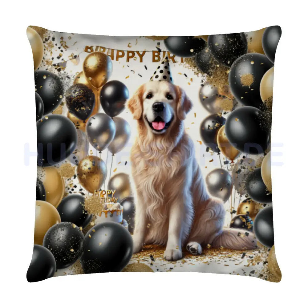 Kissen "Golden Retriever - Geburtstag" Weiß – hunde-shirt.de