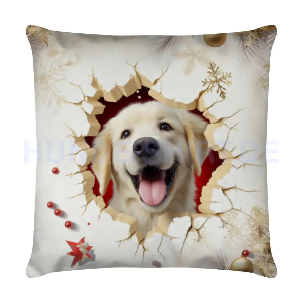 Kissen "Golden Retriever - Weihnachten" Weiß – hunde-shirt.de