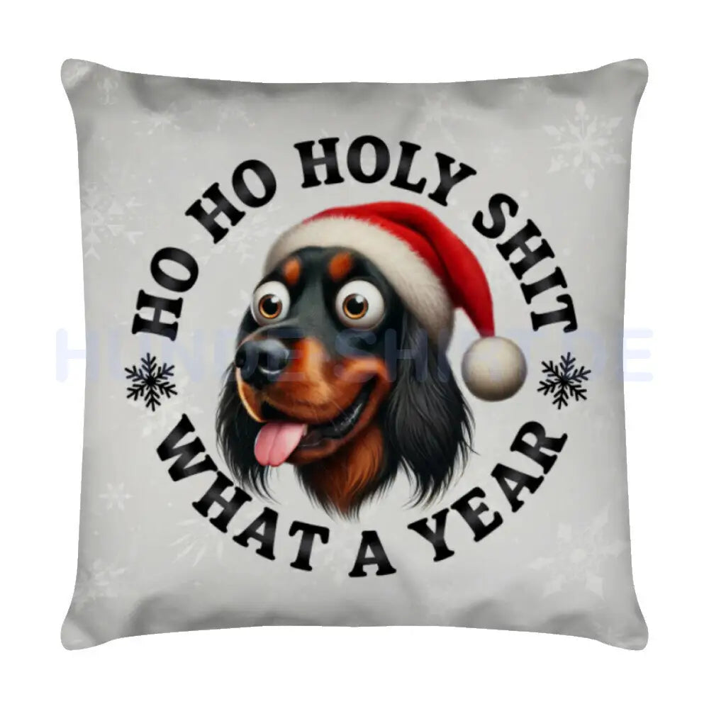 Kissen "Gordon Setter - HO HO..." Weiß – hunde-shirt.de