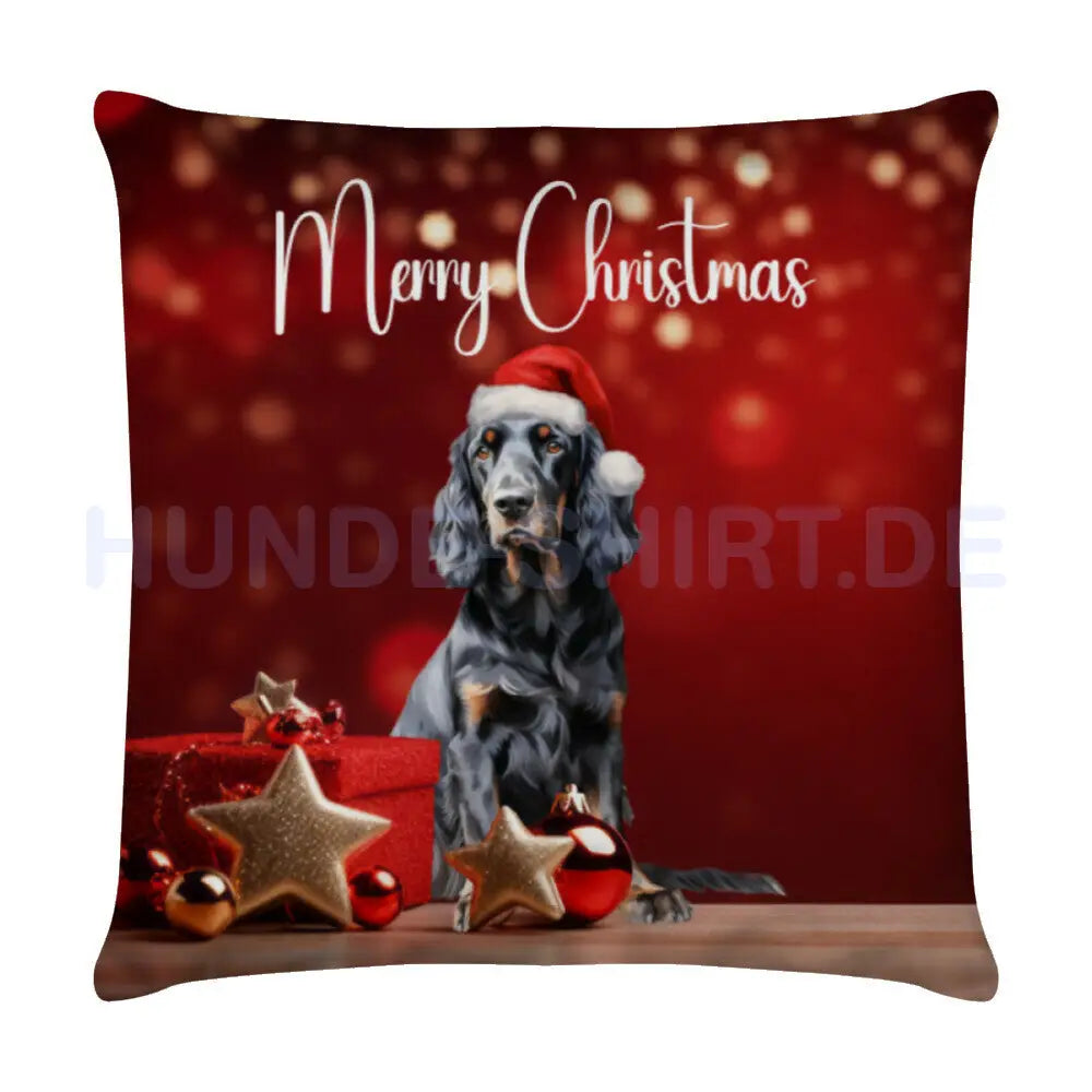 Kissen "Gordon Setter - Merry Christmas" Weiß – hunde-shirt.de