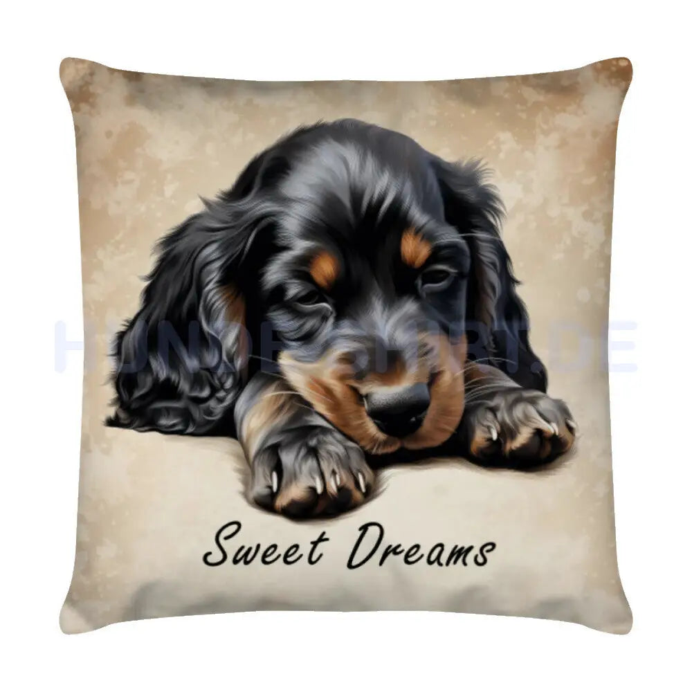 Kissen "Gordon Setter - Sweet Dreams" Weiß – hunde-shirt.de