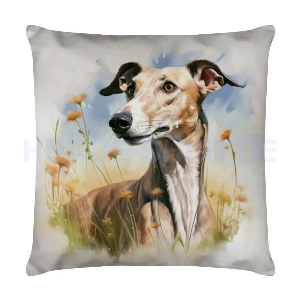 Kissen "Greyhound - Natur" Weiß – hunde-shirt.de