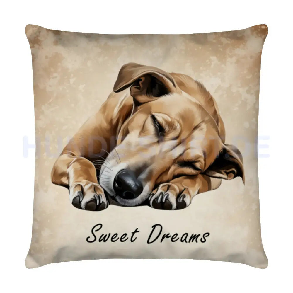 Kissen "Greyhound - Sweet Dreams" Weiß – hunde-shirt.de