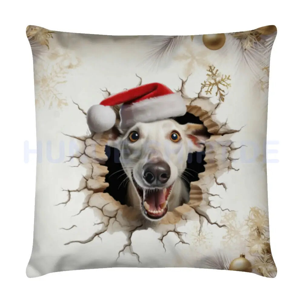 Kissen "Greyhound - Weihnachten" Weiß – hunde-shirt.de