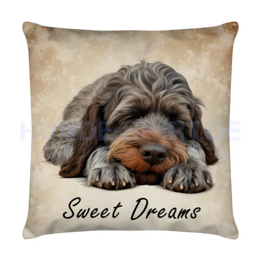 Kissen "Griffon Korthals - Sweet Dreams" Weiß – hunde-shirt.de