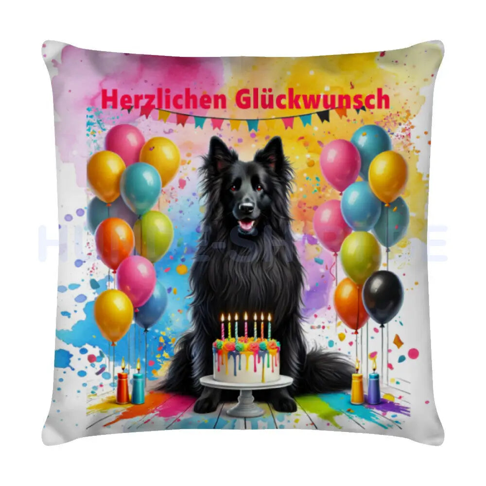 Kissen "Groenendael - Herzlichen Glückwunsch" Weiß – hunde-shirt.de