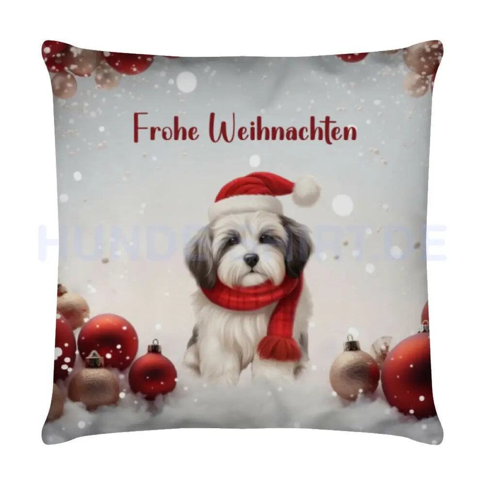 Kissen "Havaneser - Frohe Weihnachten" Weiß – hunde-shirt.de