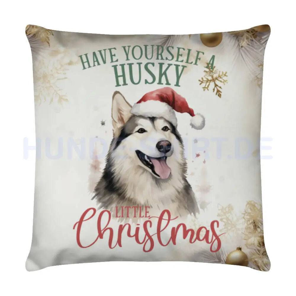 Kissen "Husky-Christmas" Weiß – hunde-shirt.de