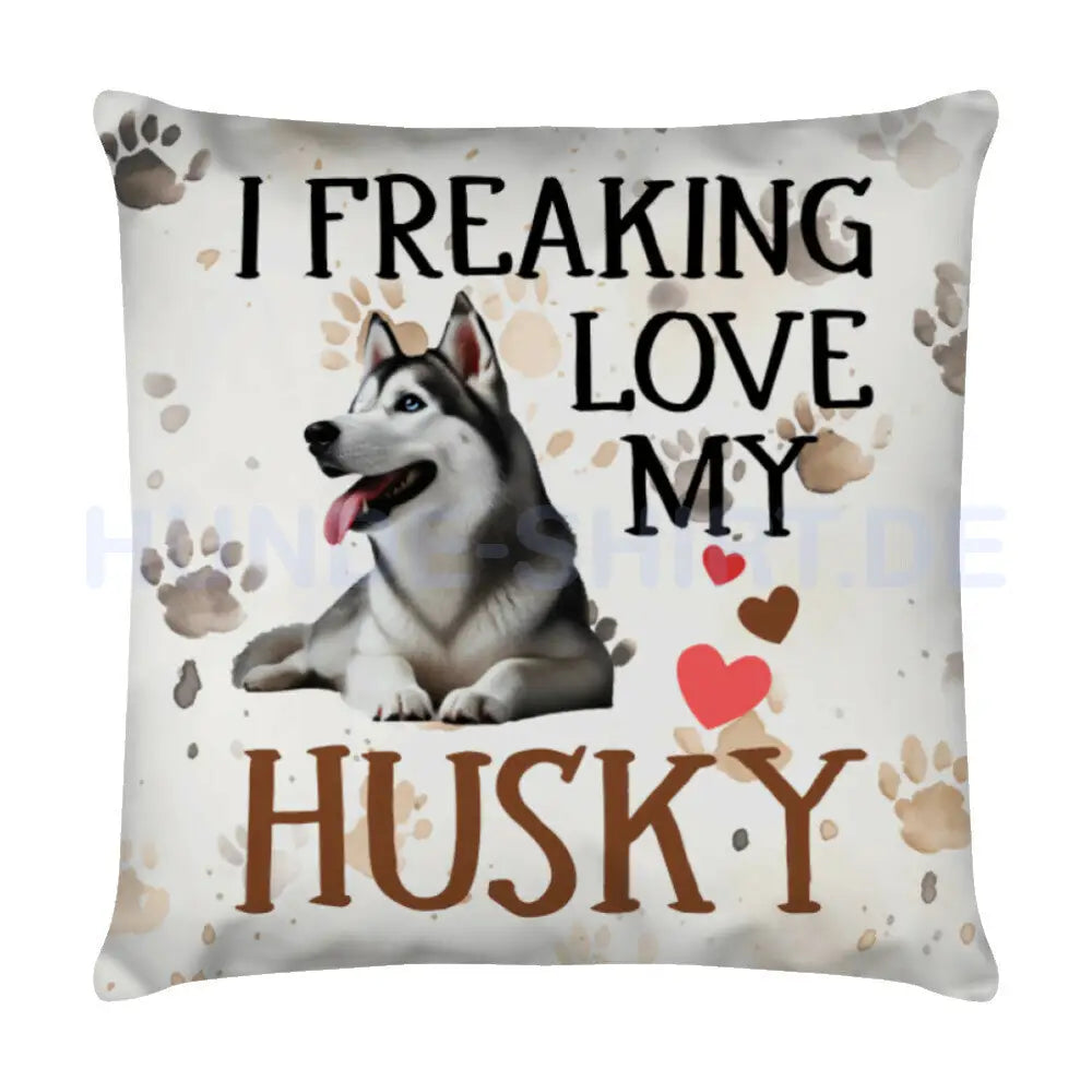 Kissen "Husky - Freaking" Weiß – hunde-shirt.de