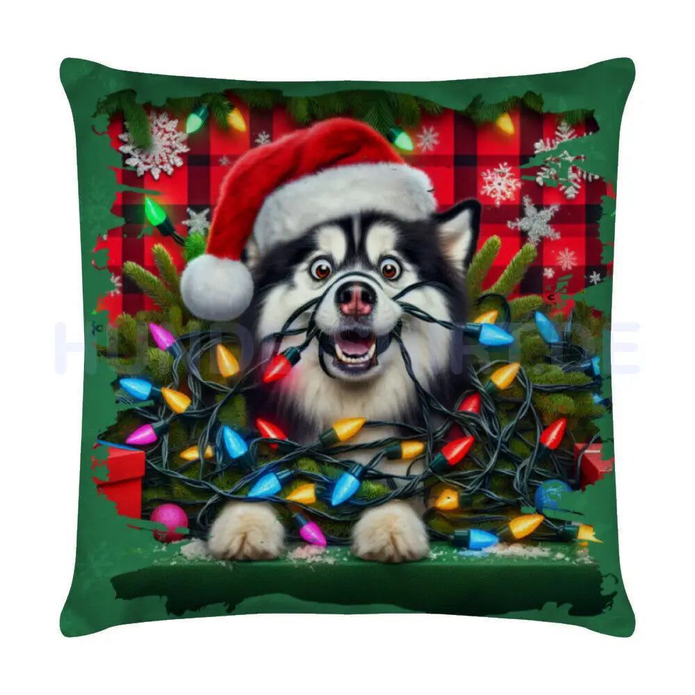 Kissen "Husky - Funny Christmas" Weiß – hunde-shirt.de