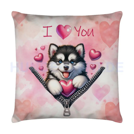 Kissen "Husky - I love You" Weiß – hunde-shirt.de