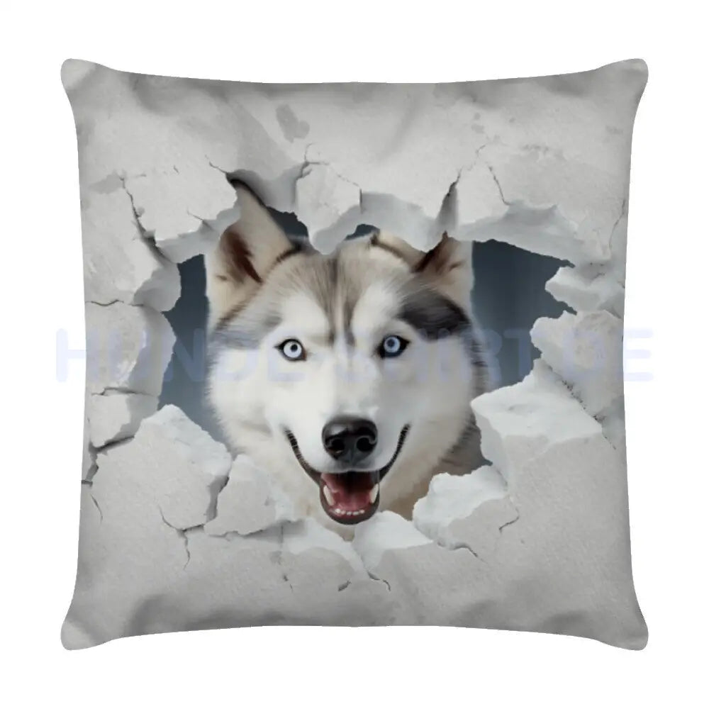 Kissen "Husky - Look" Weiß – hunde-shirt.de