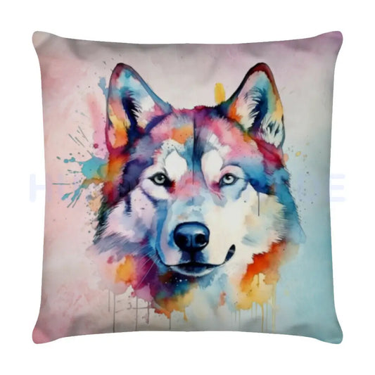 Kissen "Husky - Paint" Weiß – hunde-shirt.de