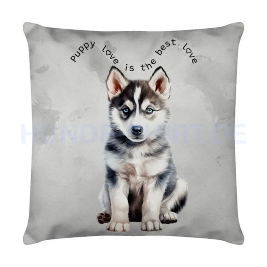 Kissen "Husky - Puppy Love" Weiß – hunde-shirt.de