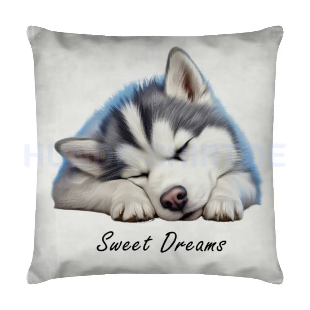 Kissen "Husky Puppy - Sweet Dreams" Weiß – hunde-shirt.de