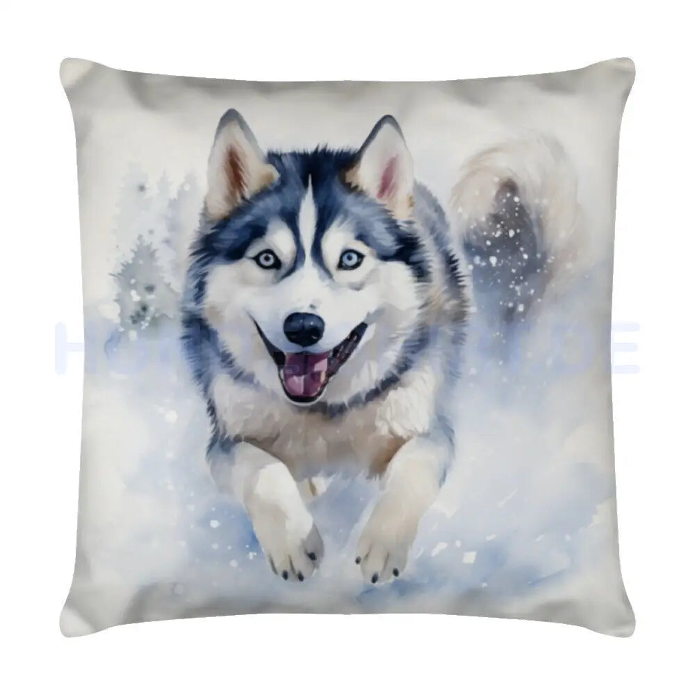 Kissen "Husky - Run" Weiß – hunde-shirt.de