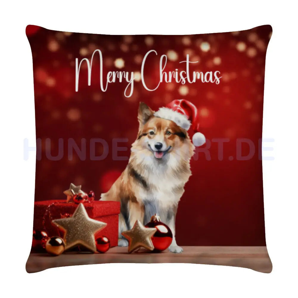 Kissen "Icelandic Sheepdog - Merry Christmas" Weiß – hunde-shirt.de