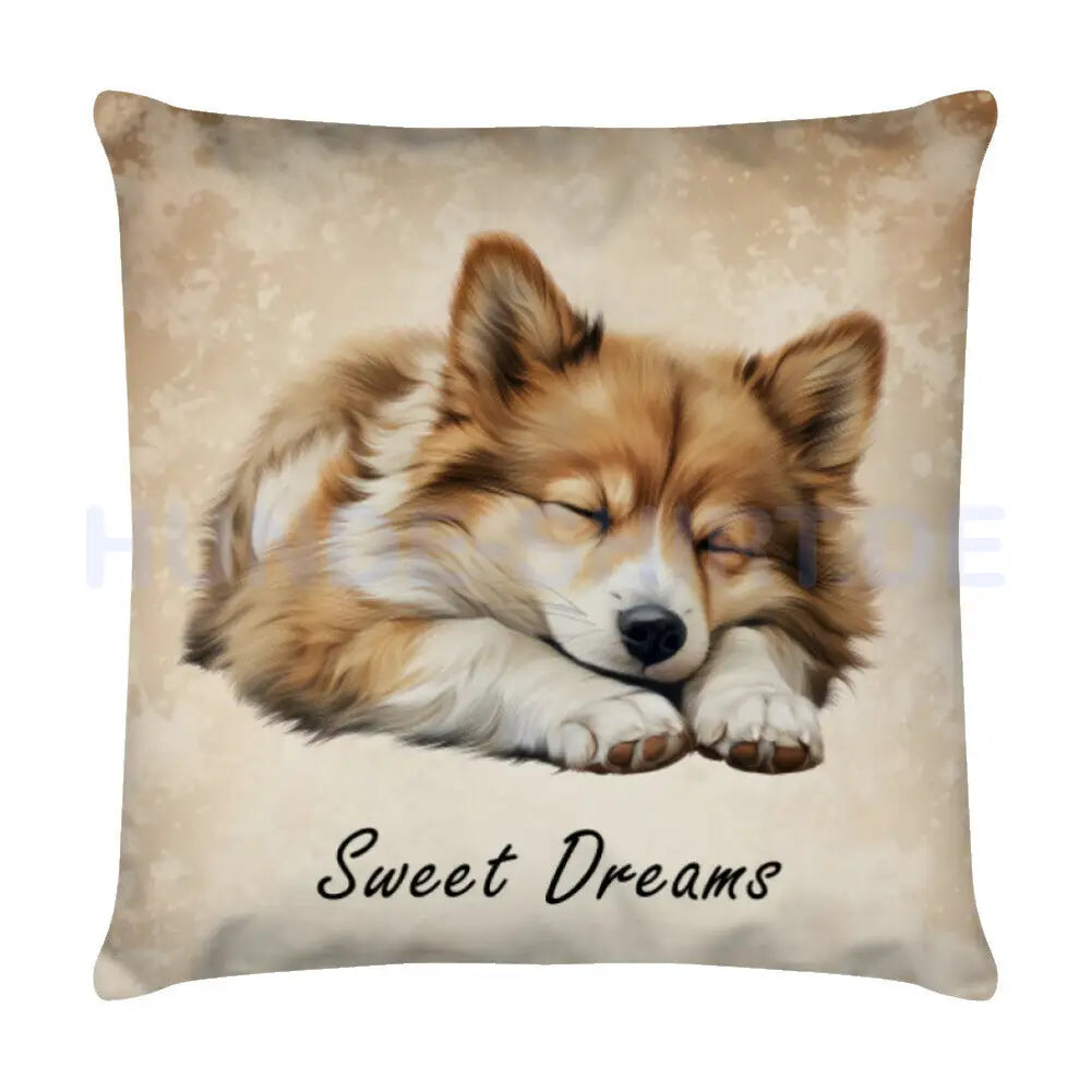 Kissen "Icelandic Sheepdog Puppy - Sweet Dreams" Weiß – hunde-shirt.de