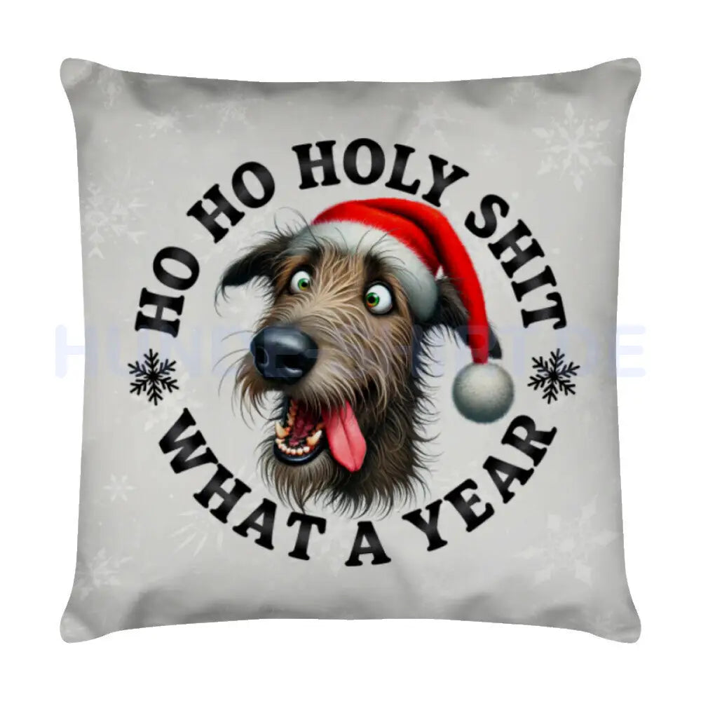 Kissen "Irischer Wolfshund - HO HO..." Weiß – hunde-shirt.de