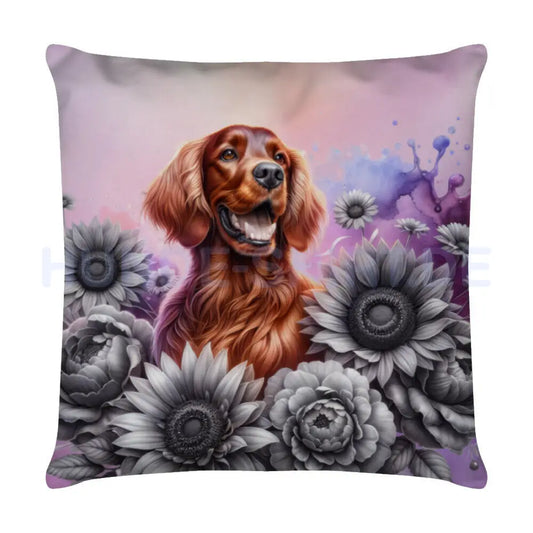 Kissen "Irish Setter Flowers" Weiß – hunde-shirt.de