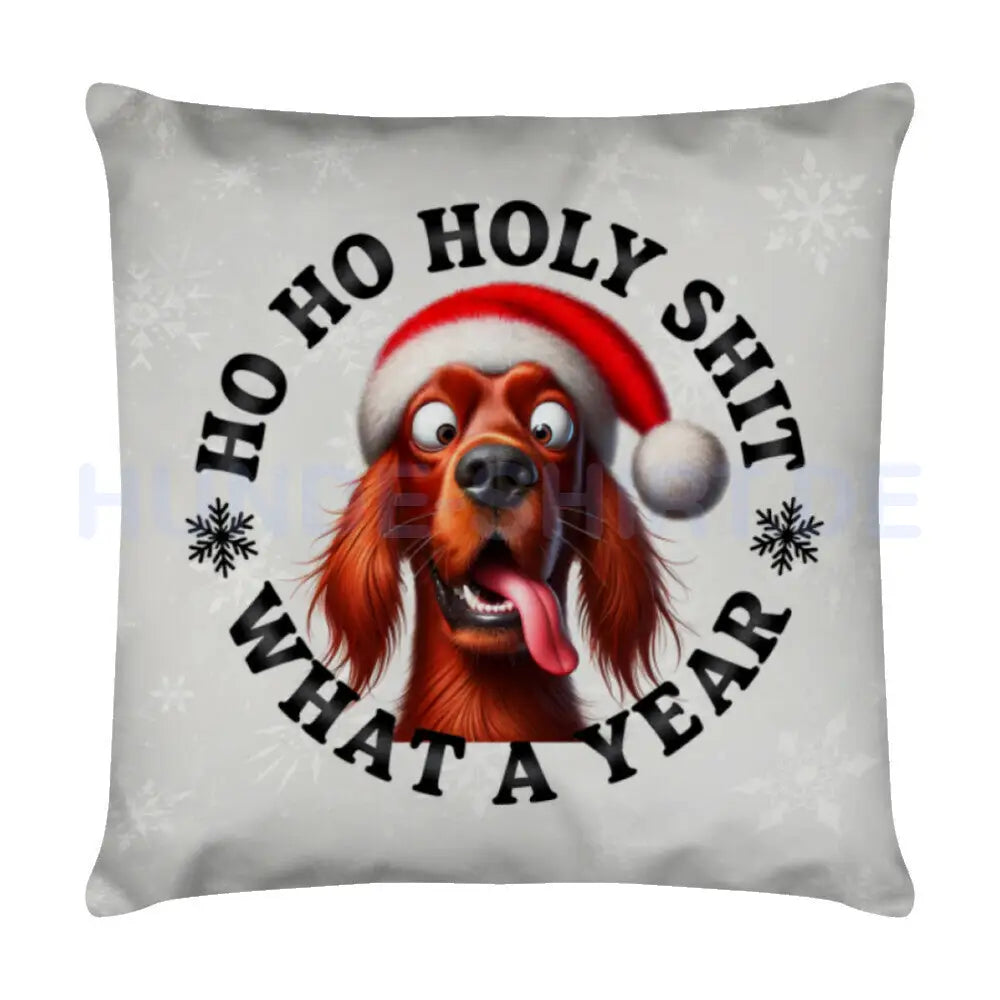 Kissen "Irish Setter - HO HO..." Weiß – hunde-shirt.de