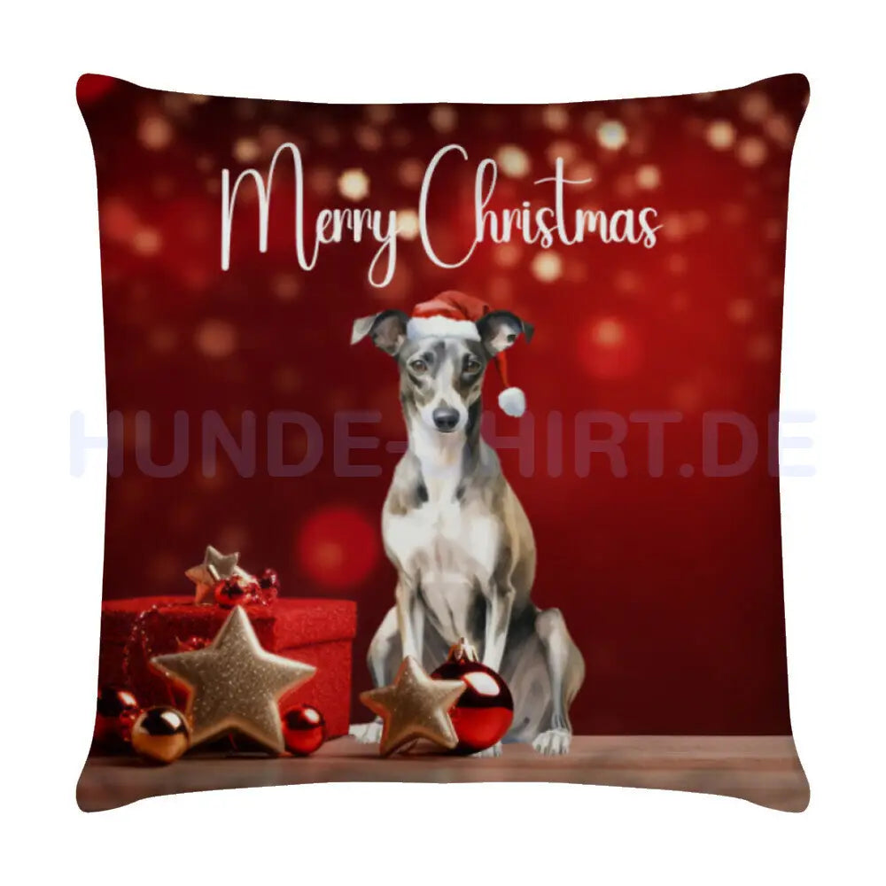 Kissen "Italian Greyhound - Merry Christmas" Weiß – hunde-shirt.de