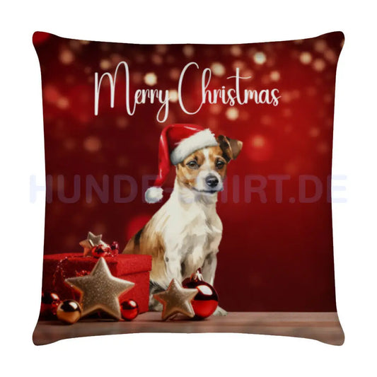 Kissen "Jack Russell - Merry Christmas" Weiß – hunde-shirt.de