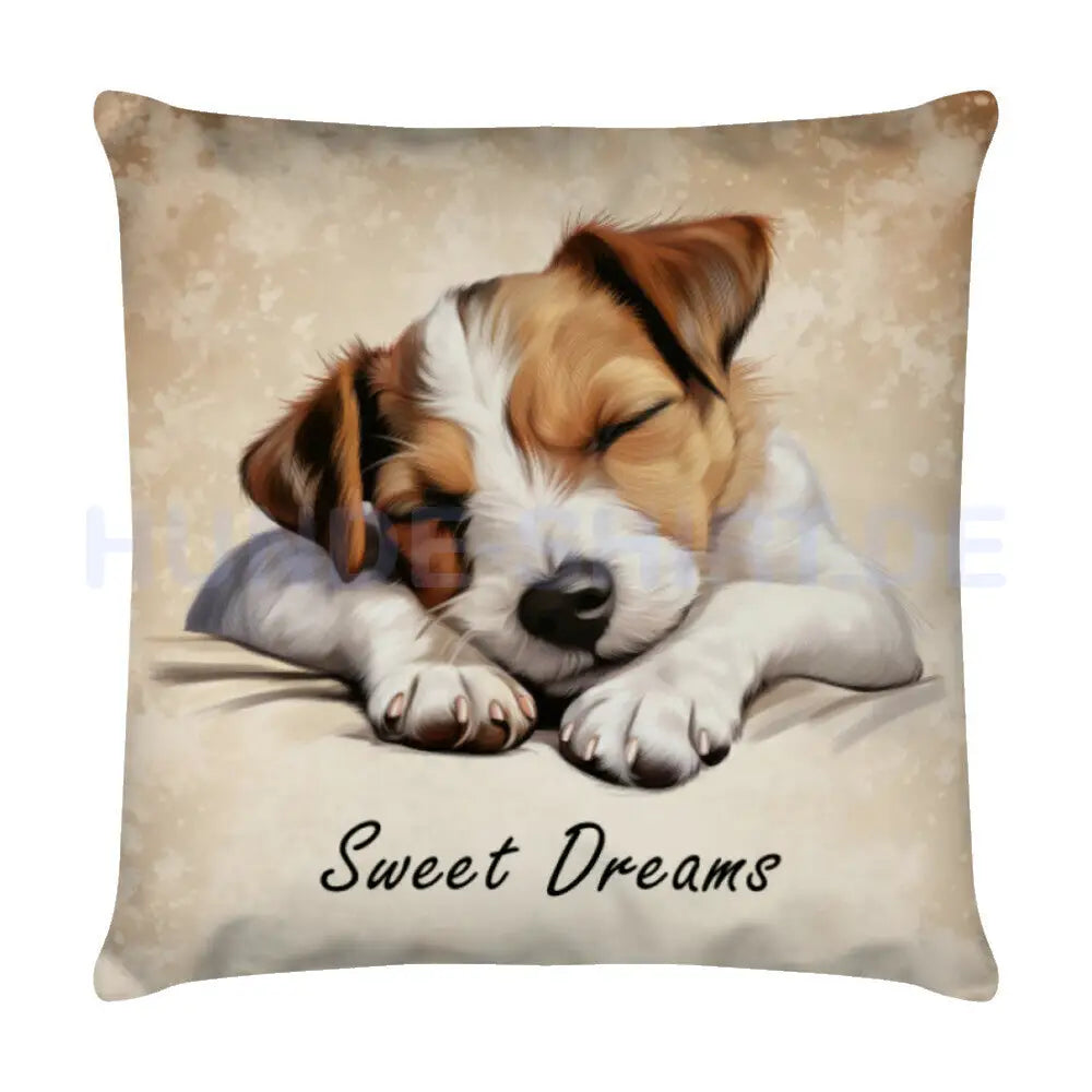 Kissen "Jack Russell Puppy - Sweet Dreams" Weiß – hunde-shirt.de