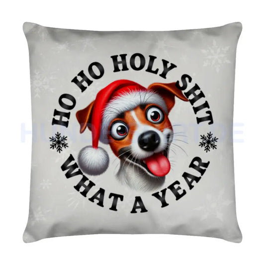 Kissen "Jack Russell Terrier - HO HO..." Weiß – hunde-shirt.de