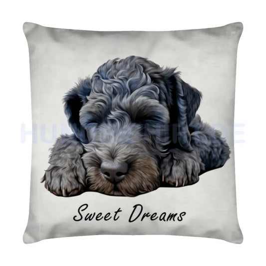 Kissen "Kerry Blue Puppy - Sweet Dreams" Weiß – hunde-shirt.de