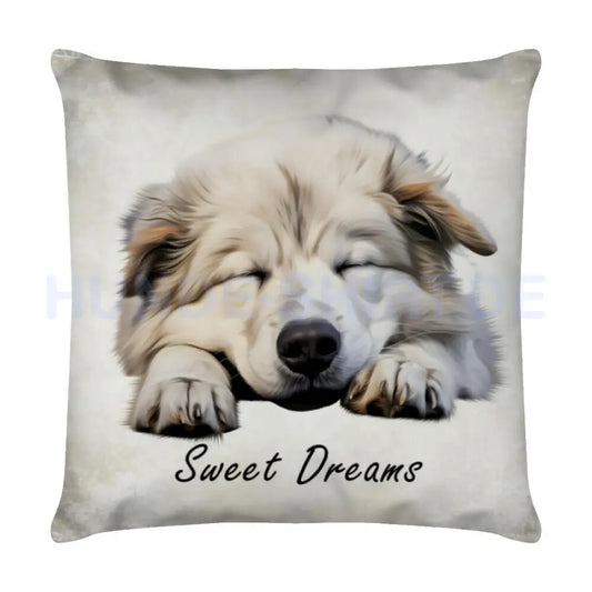 Kissen "Kuvasz Puppy - Sweet Dreams" Weiß – hunde-shirt.de