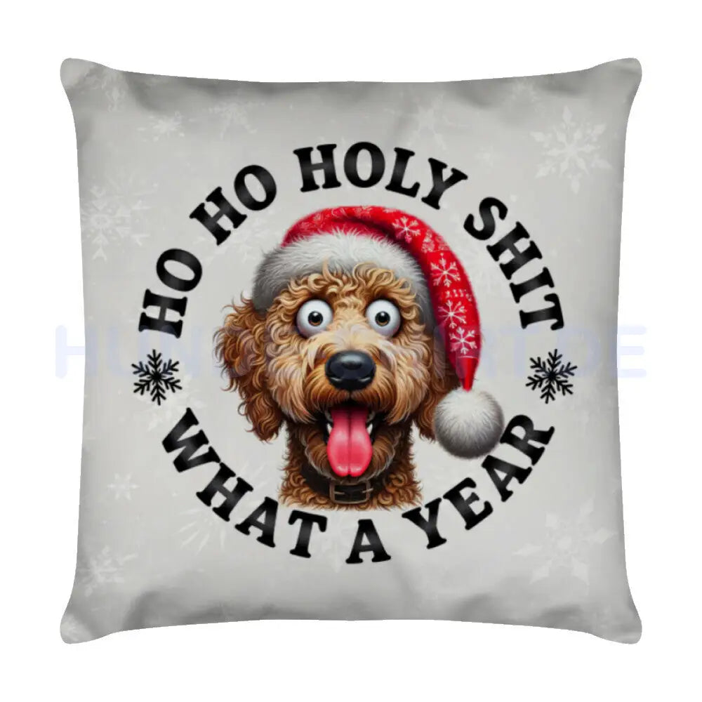 Kissen "Labradoodle - HO HO..." Weiß – hunde-shirt.de