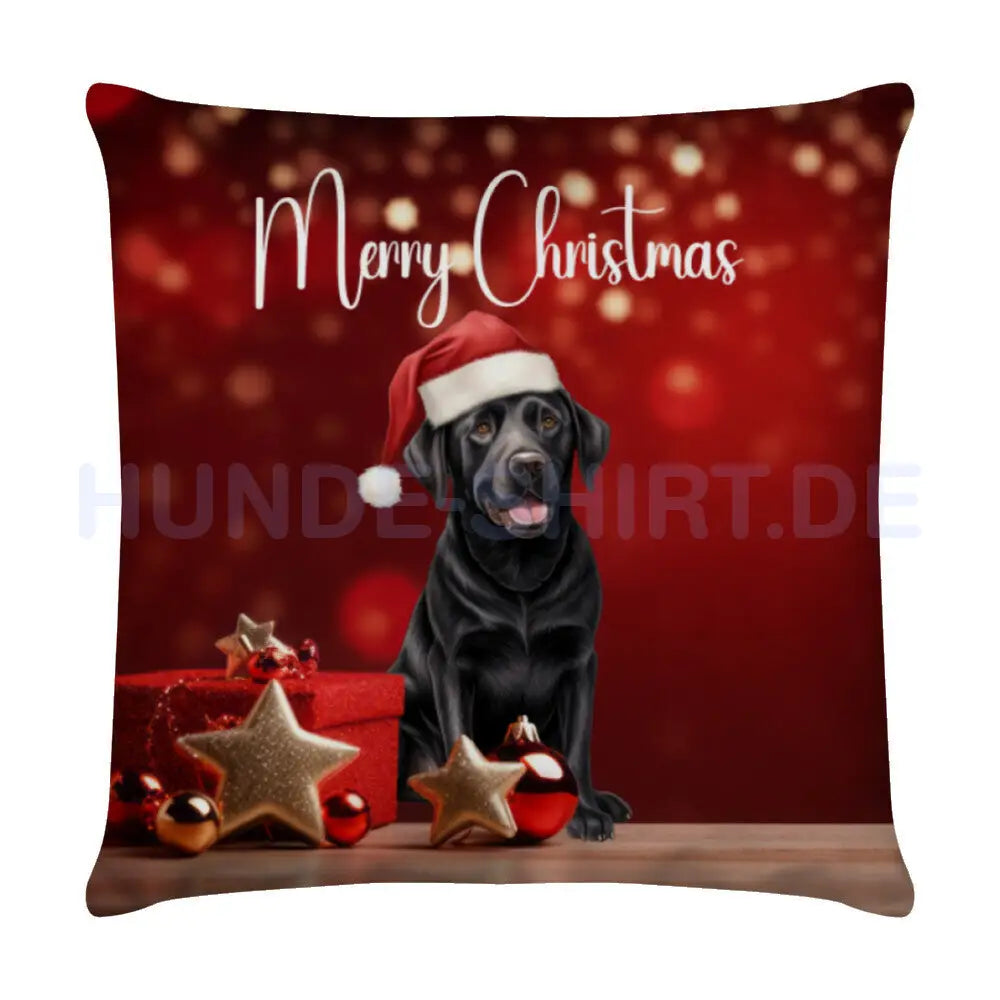 Kissen "Labrador schwarz - Merry Christmas" Weiß – hunde-shirt.de