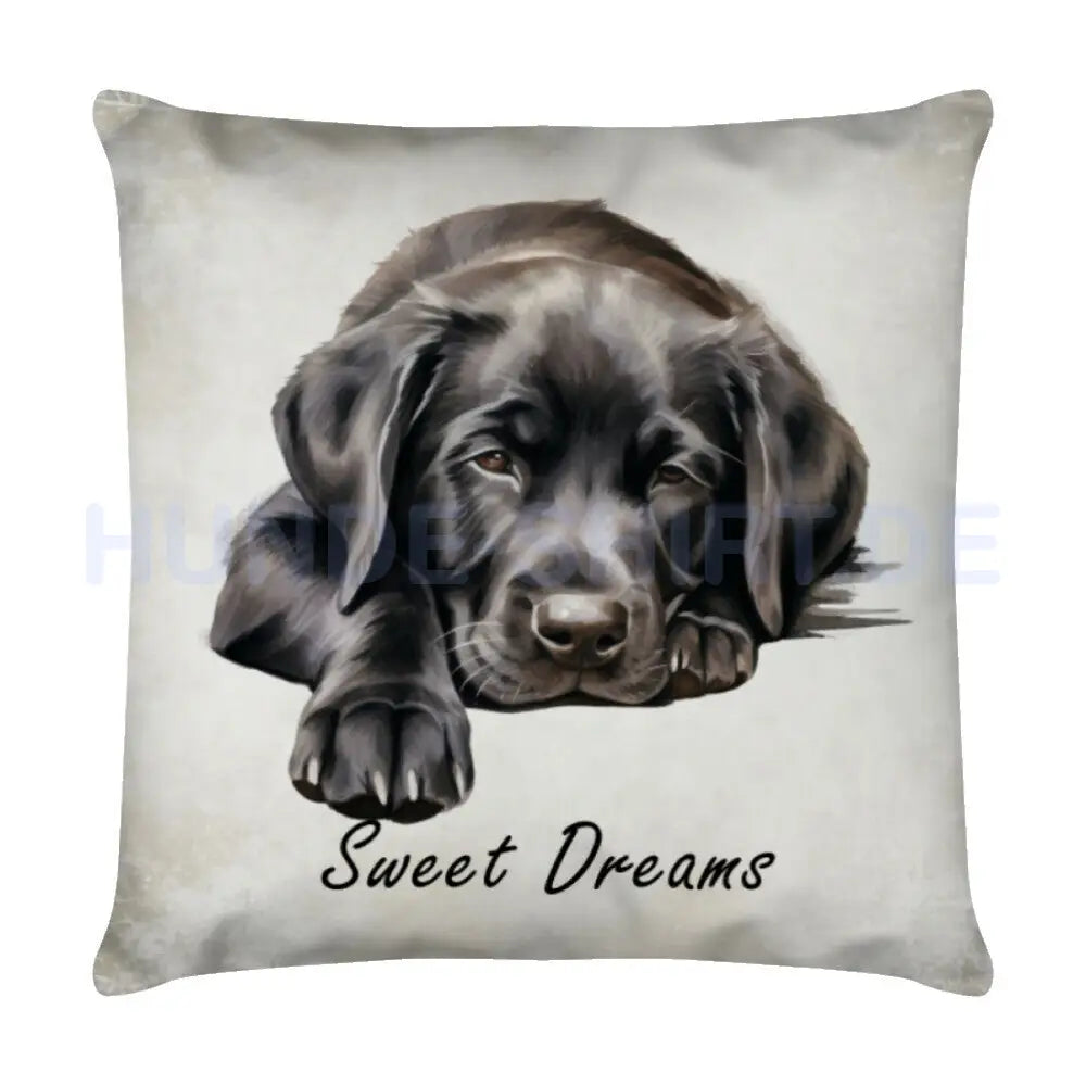 Kissen "Labrador schwarz - Sweet Dreams" Weiß – hunde-shirt.de