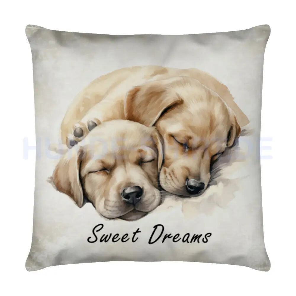 Kissen "Labrador Twins - Sweet Dreams" Weiß – hunde-shirt.de