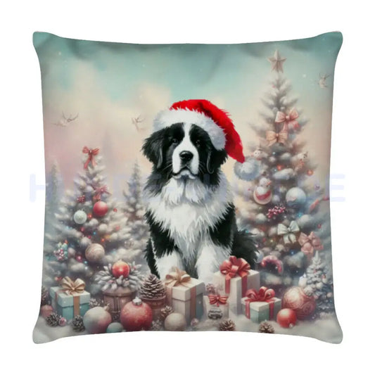 Kissen "Landseer Weihnachten" Weiß – hunde-shirt.de