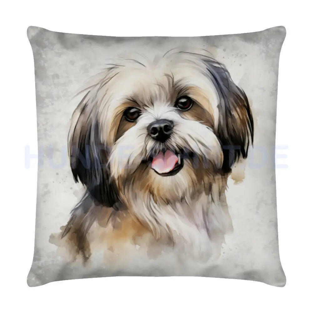 Kissen "Lhasa Apso - Portrait" Weiß – hunde-shirt.de