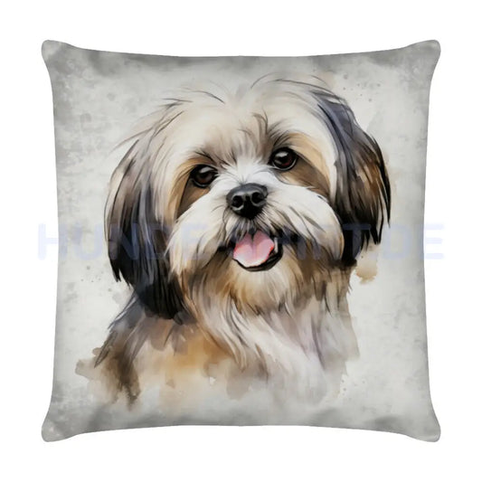 Kissen "Lhasa Apso - Portrait" Weiß – hunde-shirt.de