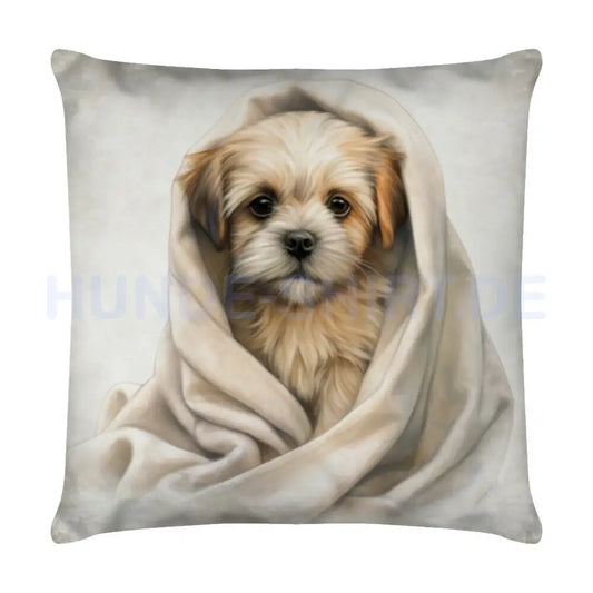 Kissen "Lhasa Apso Puppy - Kuscheln" Weiß – hunde-shirt.de