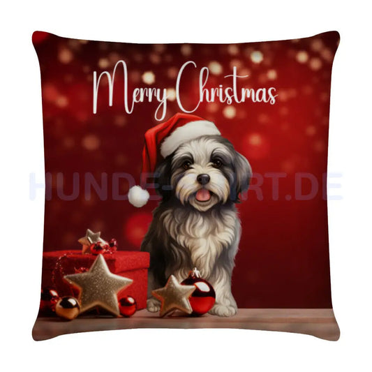 Kissen "Löwchen - Merry Christmas" Weiß – hunde-shirt.de