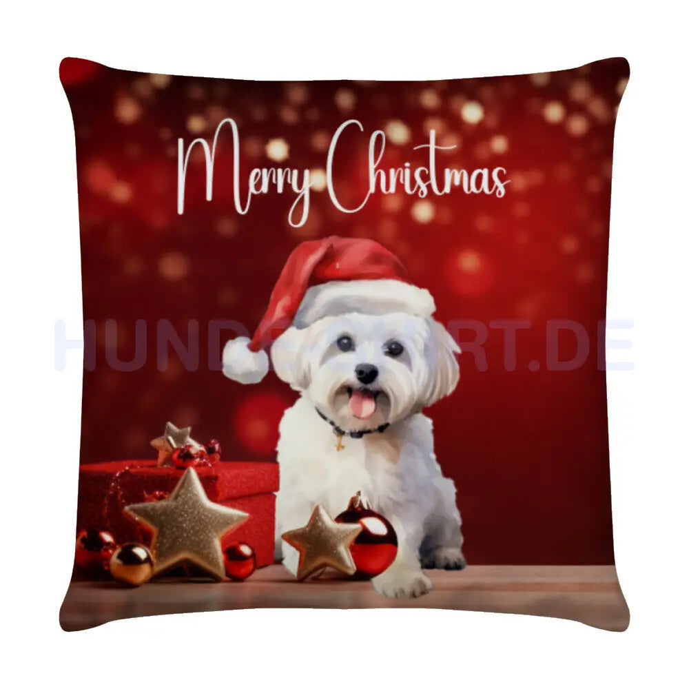 Kissen "Malteser - Merry Christmas" Weiß – hunde-shirt.de