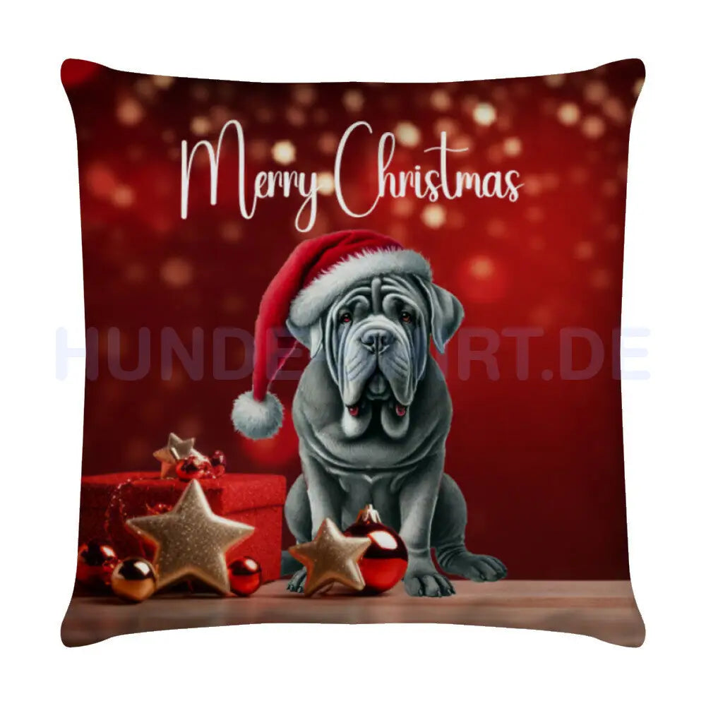 Kissen "Mastino - Merry Christmas" Weiß – hunde-shirt.de