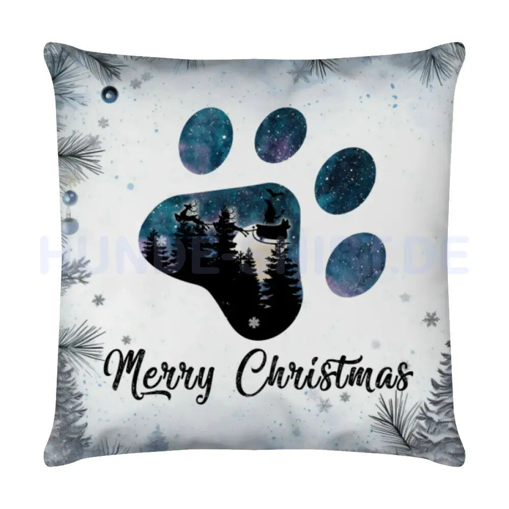 Kissen "Merry Christmas PAW" Weiß – hunde-shirt.de