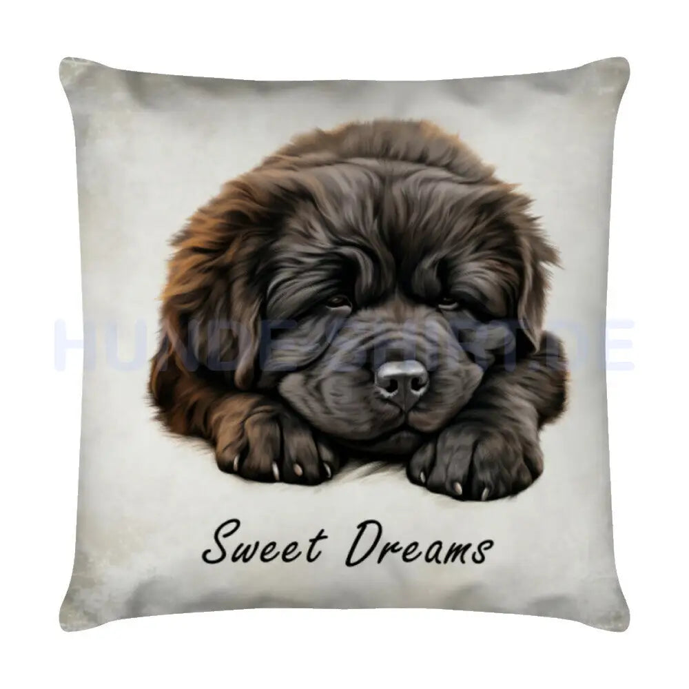 Kissen "Neufundländer Puppy - Sweet Dreams" Weiß – hunde-shirt.de