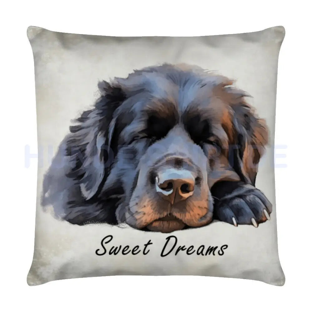 Kissen "Neufundländer - Sweet Dreams" Weiß – hunde-shirt.de